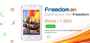 Den indiske smartphone Freedom 251 til USD 4,- udkommer den 30. juni
